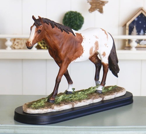 Pinto horse statue brown - horse, statue,